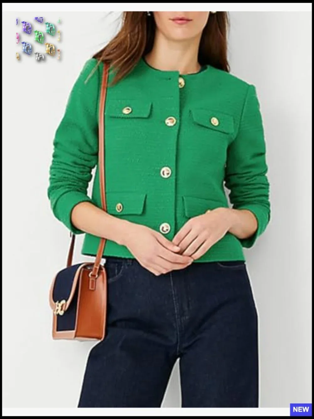 Cropped Tweed Blazer Collarless Slim Fit Business Casual Elegant Outfit
